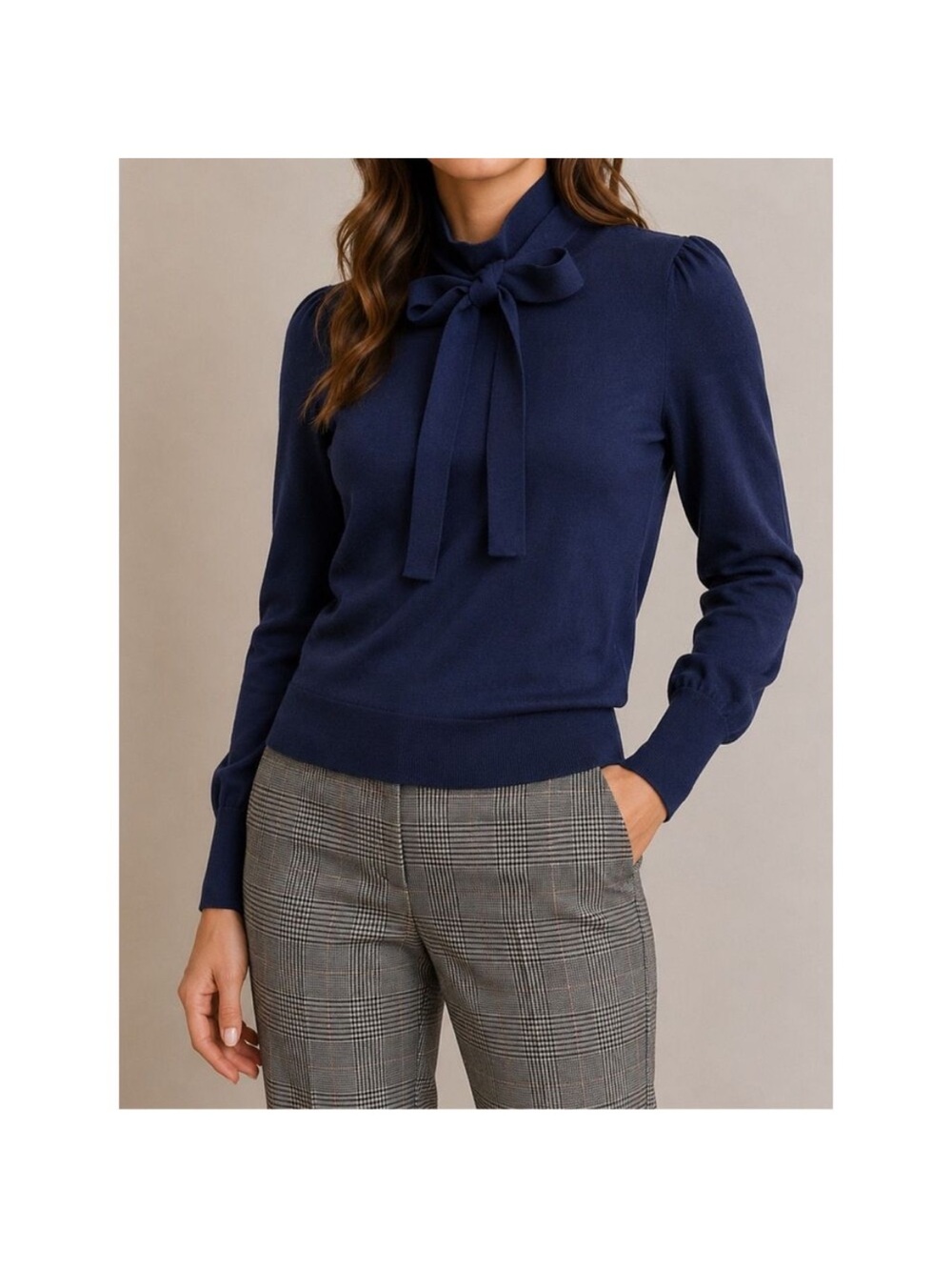 J. Crew Navy Tie-Neck Cowl Sweater